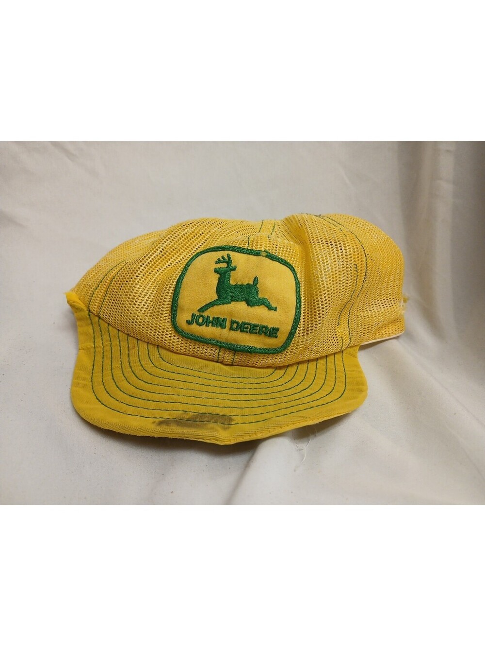 Vintage John Deere Patch Yellow Full Mesh Snapback Hat Louisville Mfg. Co. USA